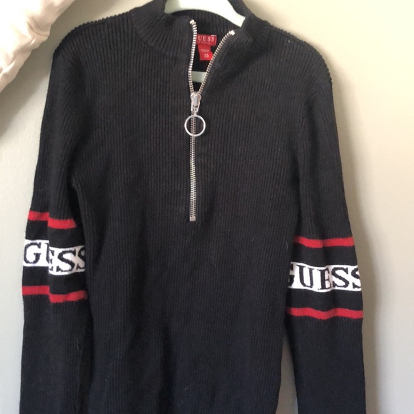 guess long sleeve, zipper, red black and white colour shirt, women’s xs - Picture 4 of 4